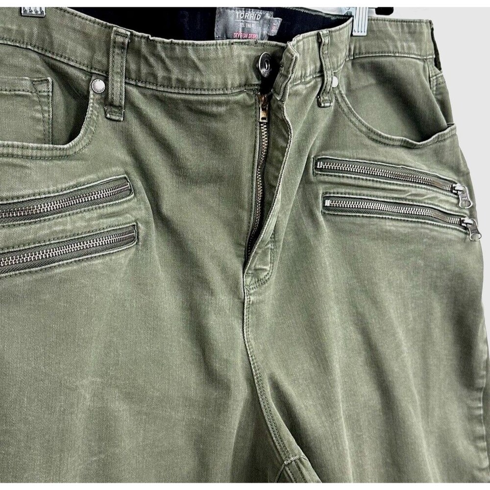 Torrid Sky High Skinny Super Soft Jeans Womens 26T Tall Stretch Olive Green - Picture 4 of 15